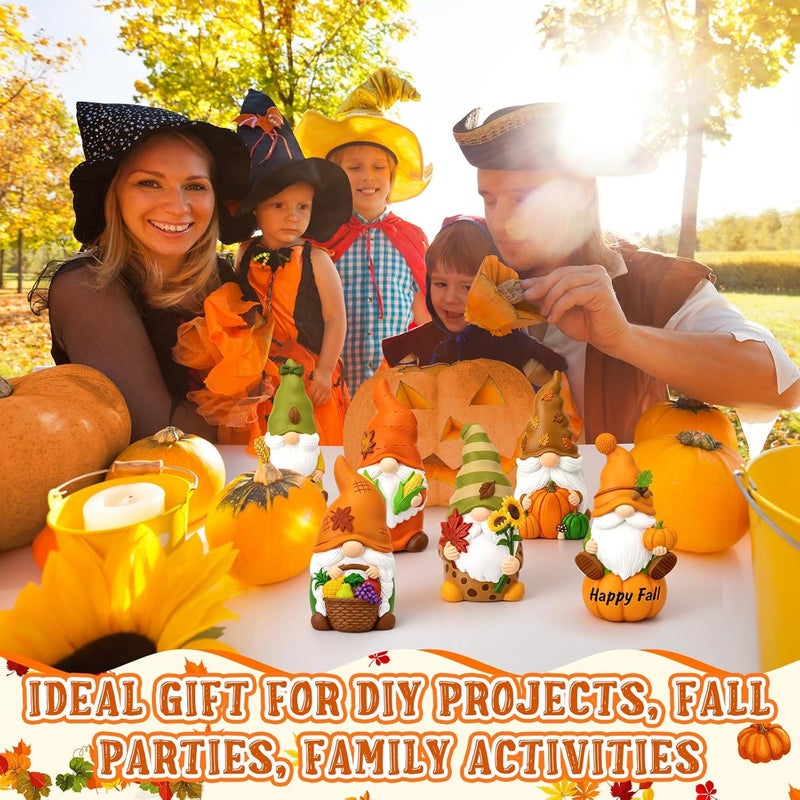 Arrowbash 6 Pcs Fall Ceramics to Paint Ready to Paint Your Own Gnome Statues 5.12 Autumn Thanksgiving Paintable Figurines DIY Unpainted Ceramics Plaster Crafts with Brush Palette - Image 5